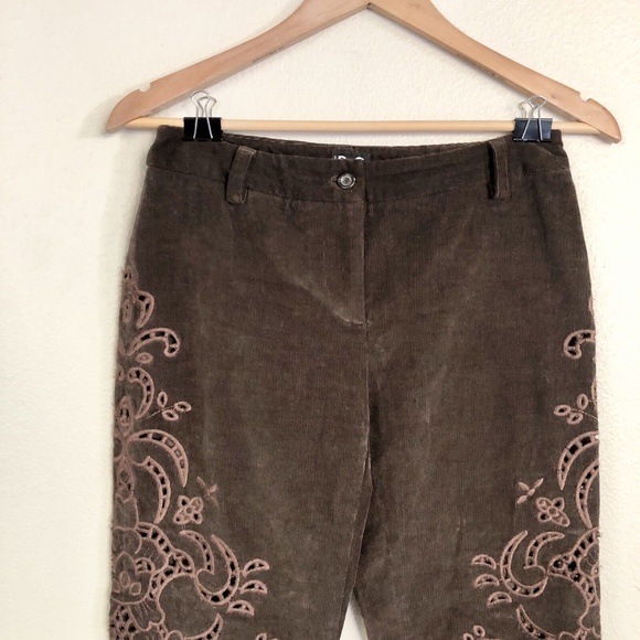 Vintage D&G DOLCE & GABBANA F/W 2002 Embroidered Cutout Corduroy Pants in Brown - Picture 5 of 9